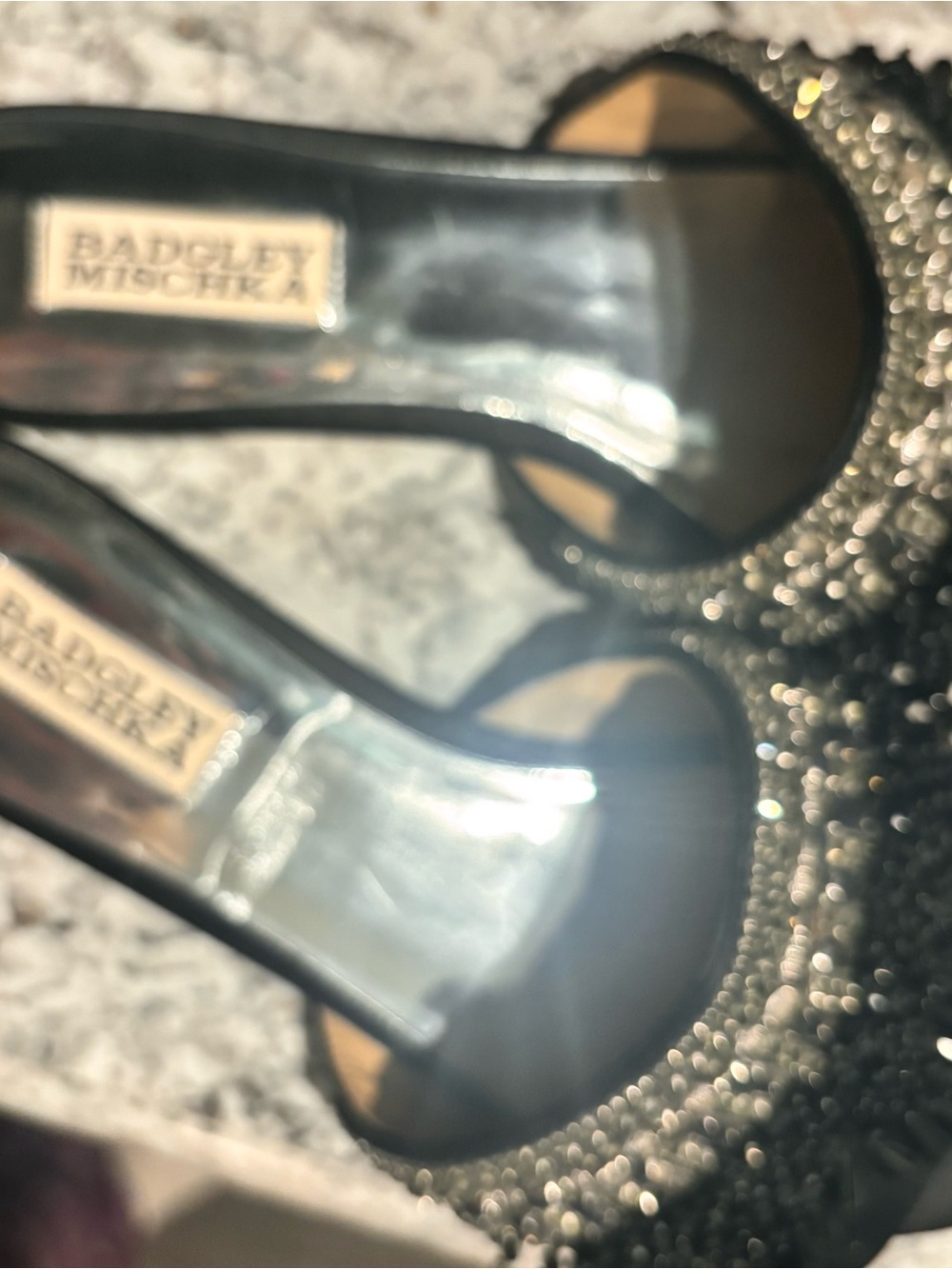 Badgley Mischka Black Crystal Open-Toe Sandals
